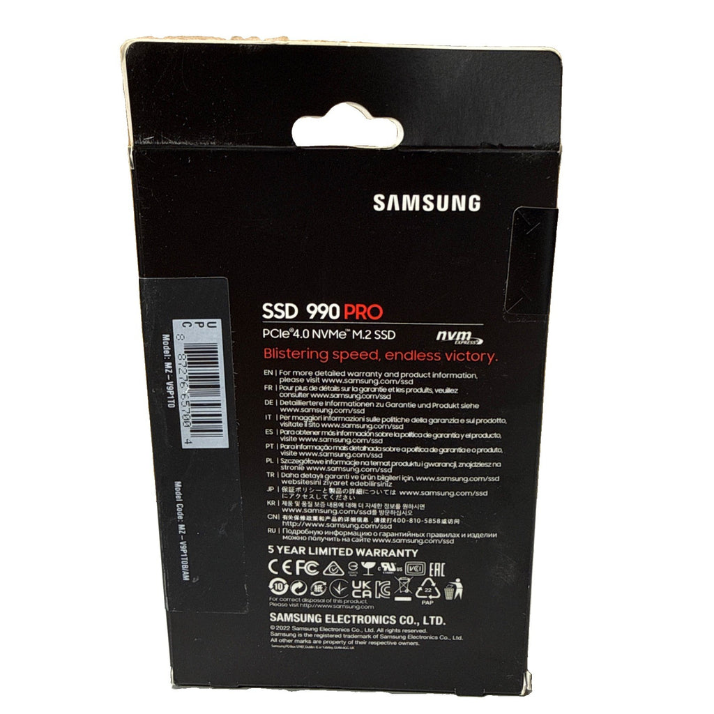Samsung 990 PRO 1TB NVMe M.2 PCIe 4.0 SSD – MZ-V9P1T0B/AM