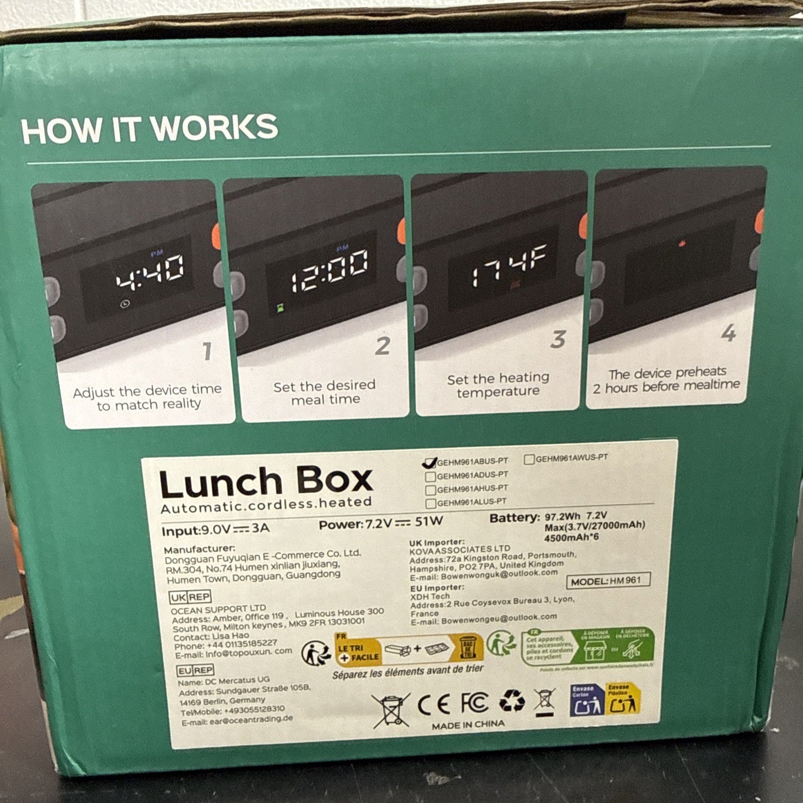 East Oak Cordless Electric Lunch Box for Adults