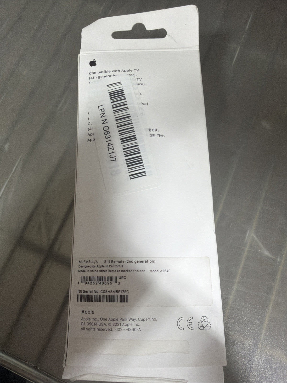 Apple Siri Remote MJFM3LL/A - TV 4K (1st & 2nd generation)