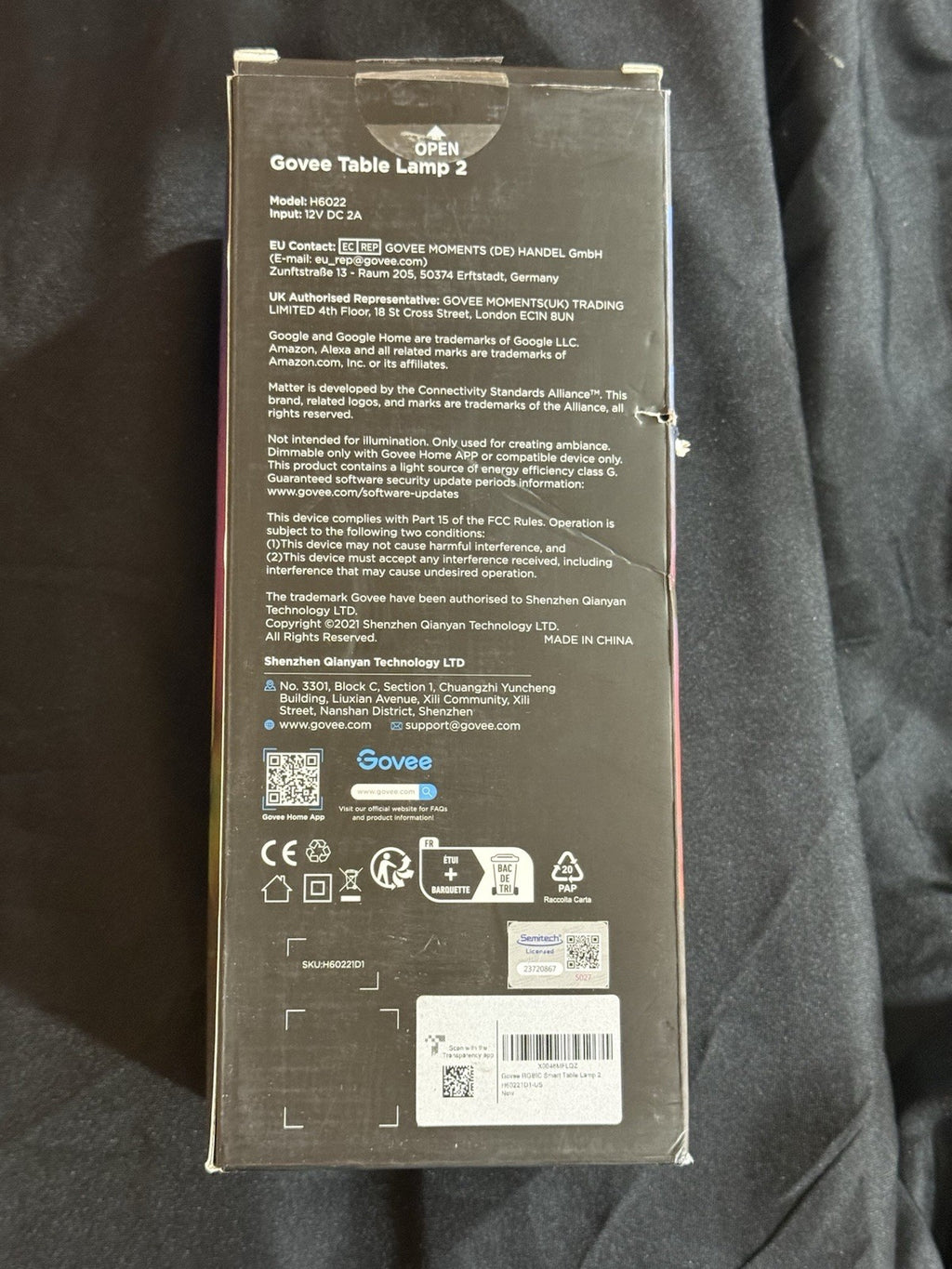 Govee Smart Table Lamp 2 (Model H6022) RGBICWW Works with Alexa, Google, Matter