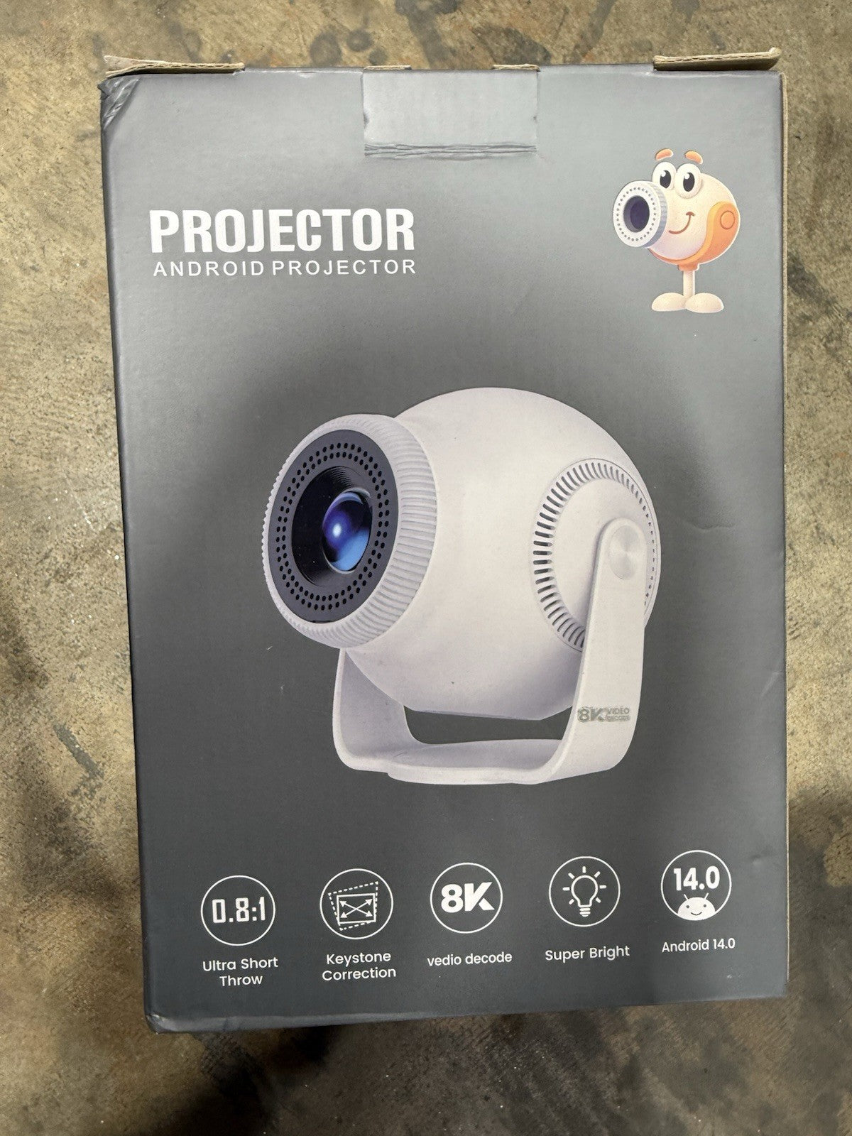 Smart Mini Projector with Android 14 OS, 1080P/4K/8K Video Decoding, WiFi 6 &...