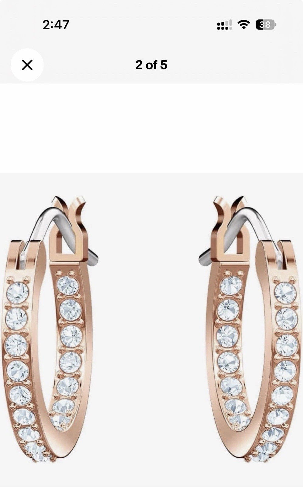 Swarovski Symbolica Hoop Earrings Evil Eye, Blue, Rose Gold-Tone Plated 5425857