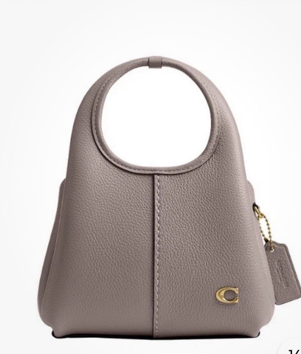 ❤️ Coach Lana 19 Mini Brass/Ash Pebble Leather Crossbody Bag