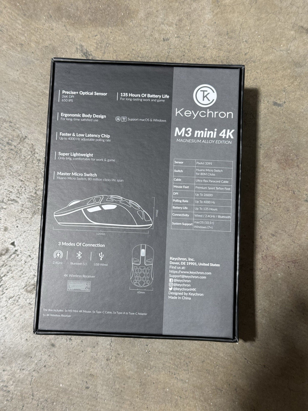 Keychron M3 Mini Wireless Gaming Optical Program Mouse White Open Box