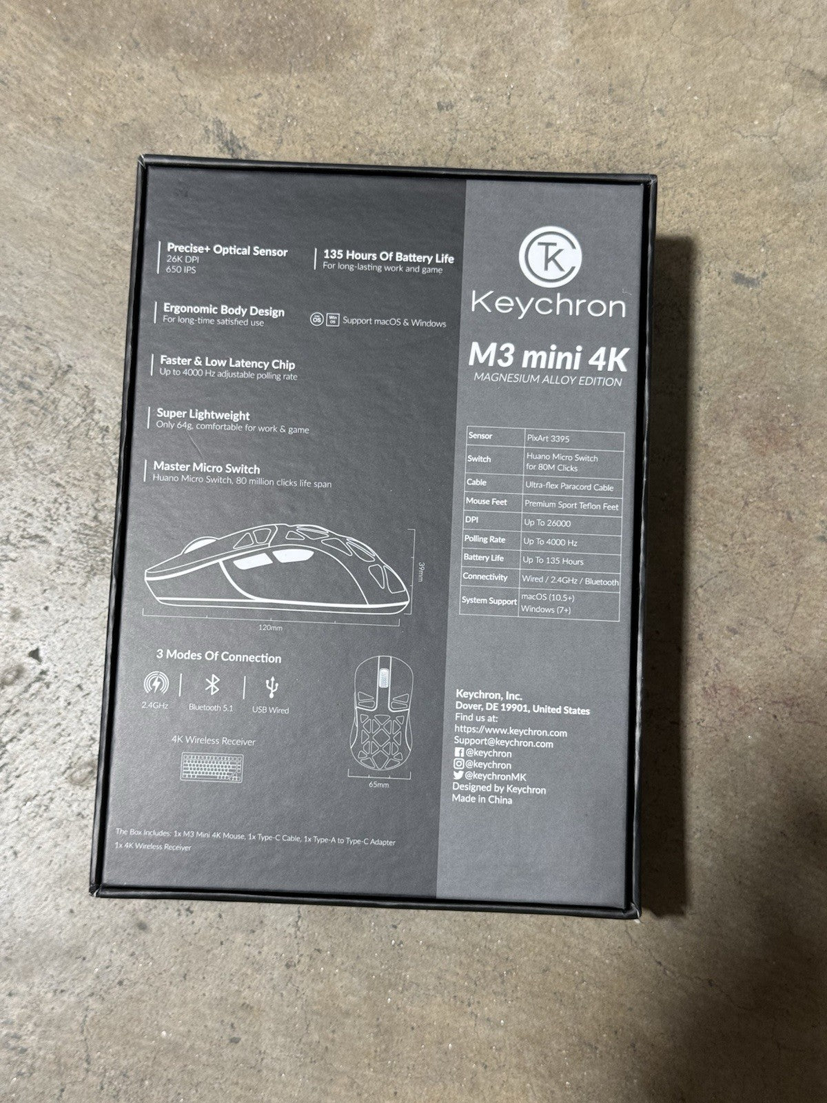 Keychron M3 Mini Wireless Gaming Optical Program Mouse White Open Box