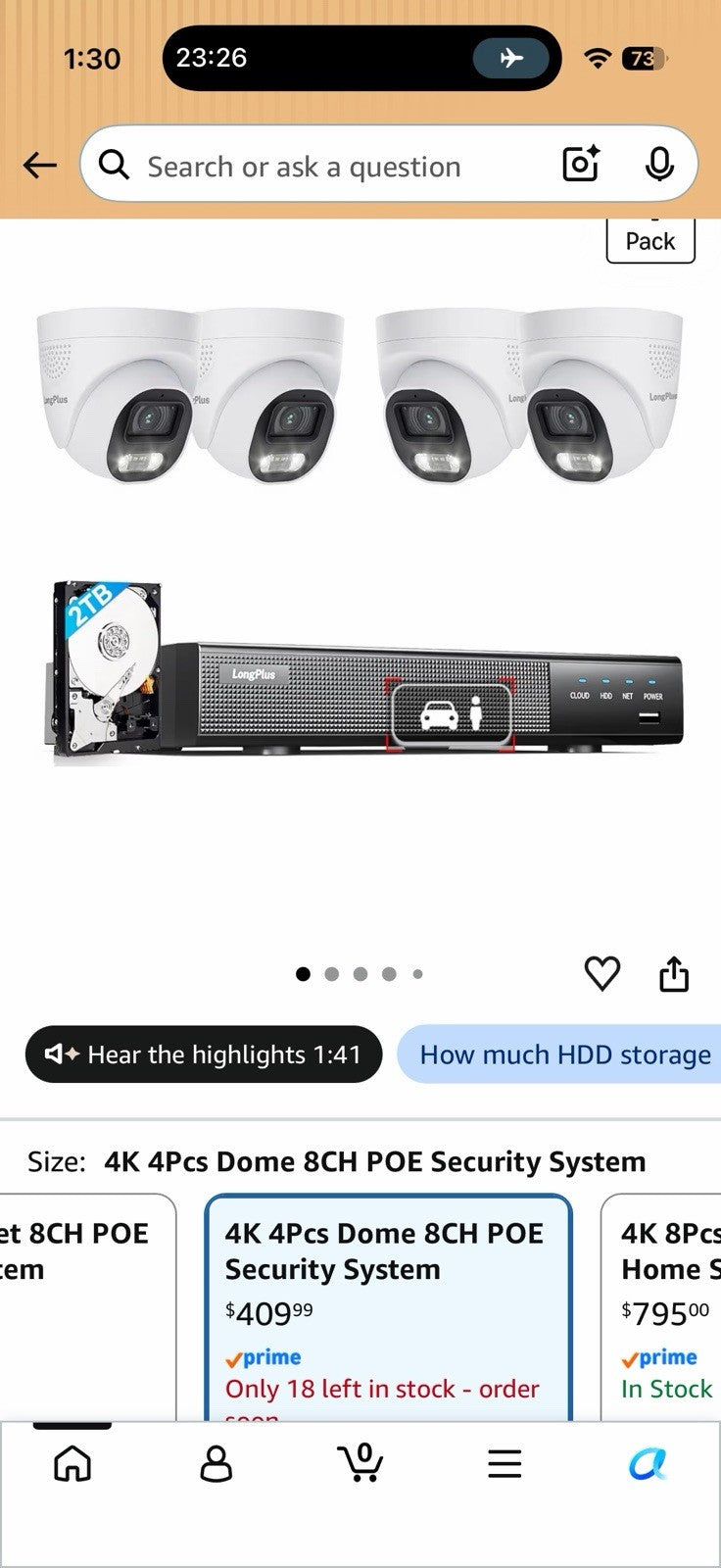 LongPlus 4K PoE Security (8)Camera System, 12MP H.265+ 16CH NVR with 4TB Hhd 