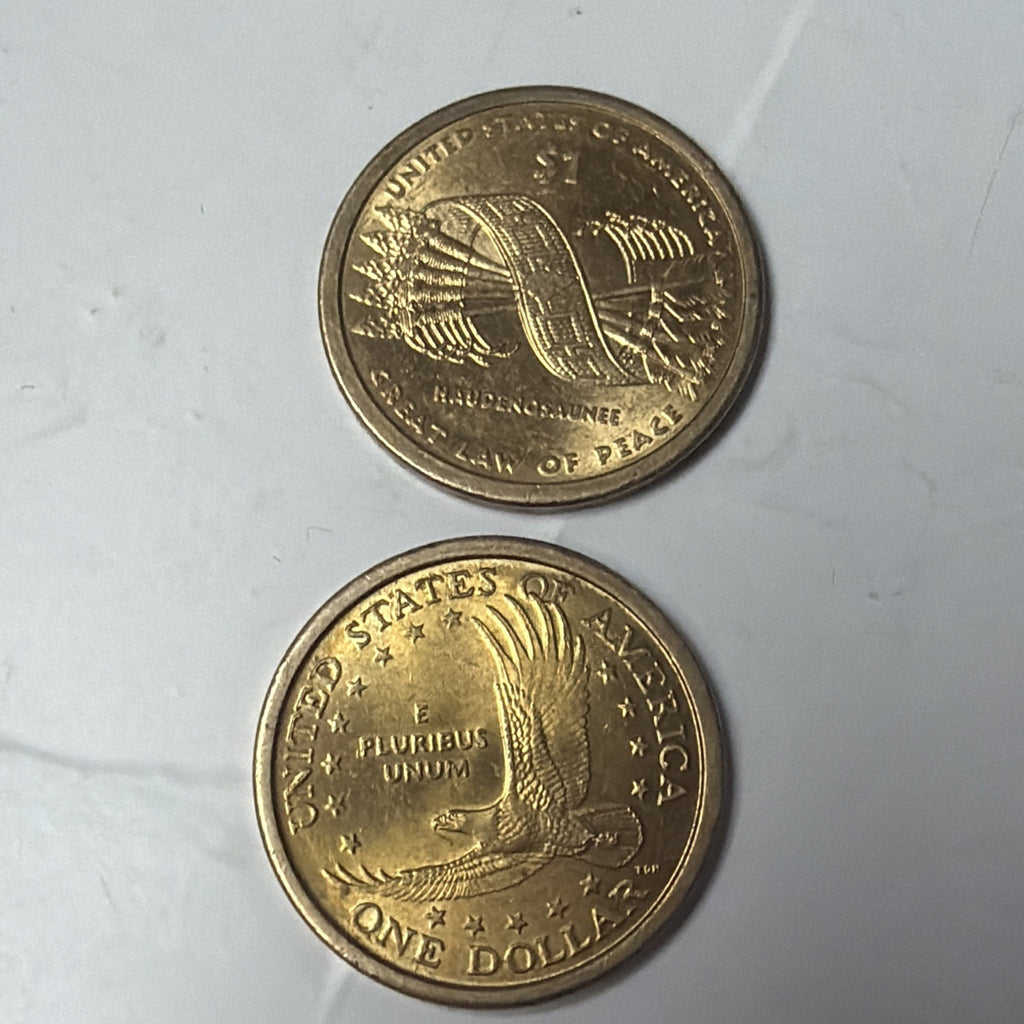 2-2000 P Sacagawea Gold Colored dollar coin
