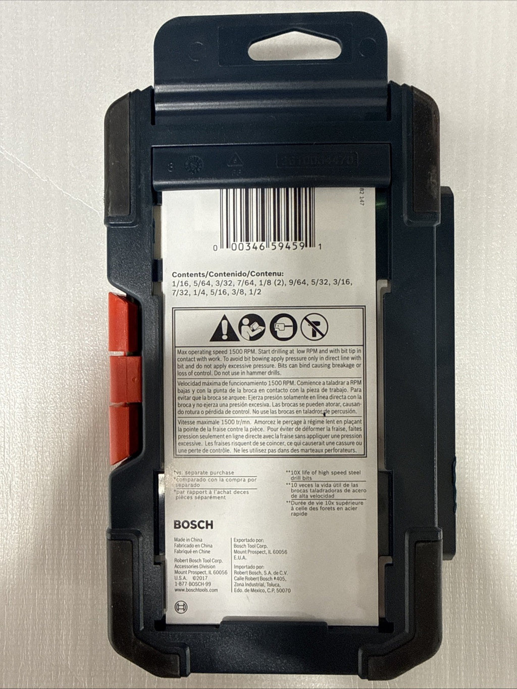 BOSCH CO14B 14-Piece Cobalt Drill Bit Set with Included Case - M42 Metal Drill B
