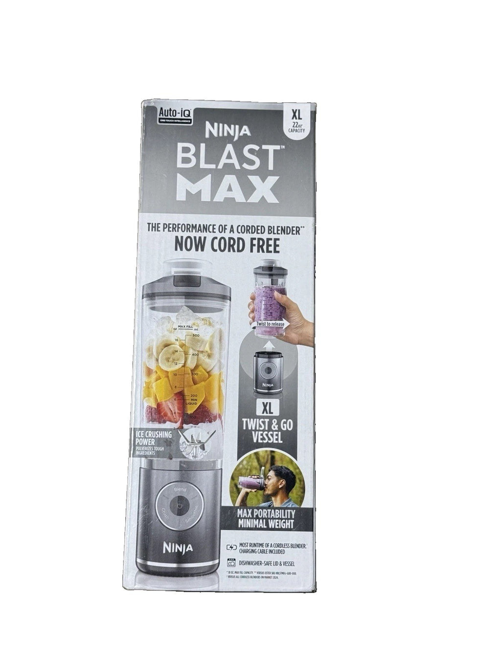 Ninja - Blast Max Portable Blender with 22oz Twist & Go Vessel - Cool Gray