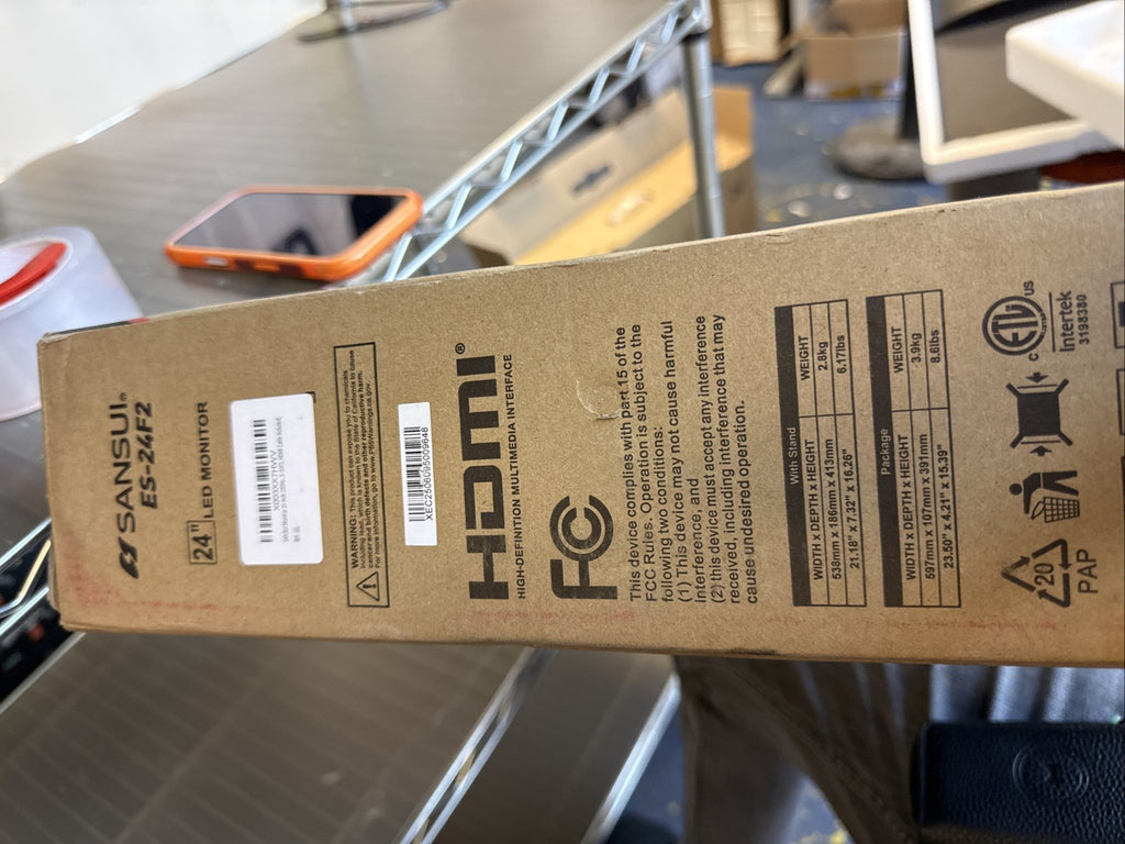 SANSUI ES-24F1, 24" 75Hz Full HD LED PC Frameless Monitor. USB Type C New In Box