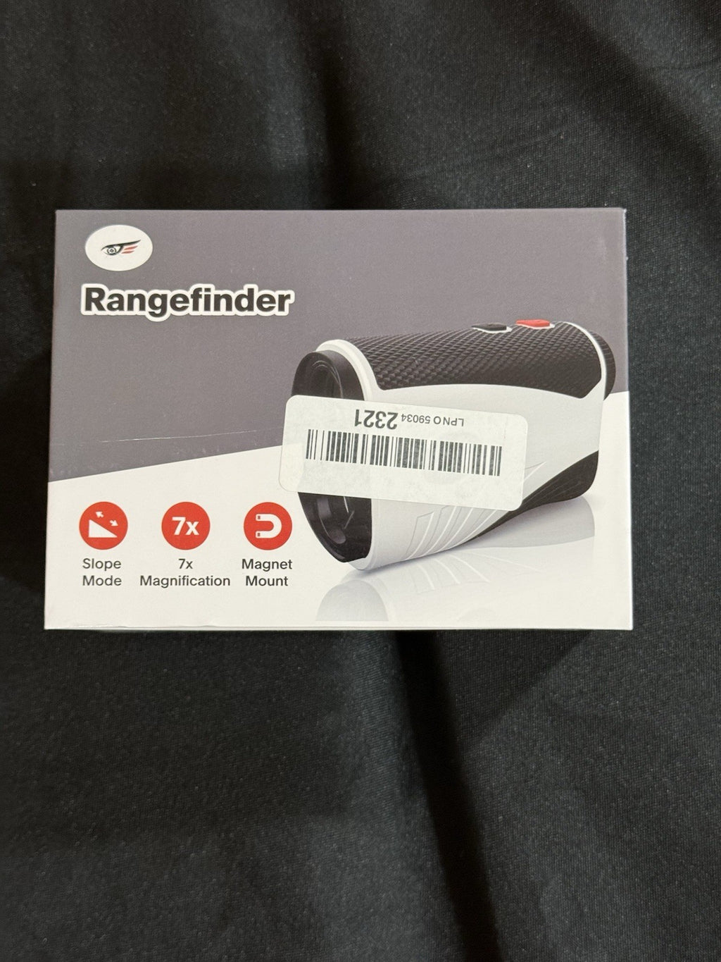 Golf Rangefinder 7x Magnification Slope Mode Magnet Mount White/Black
