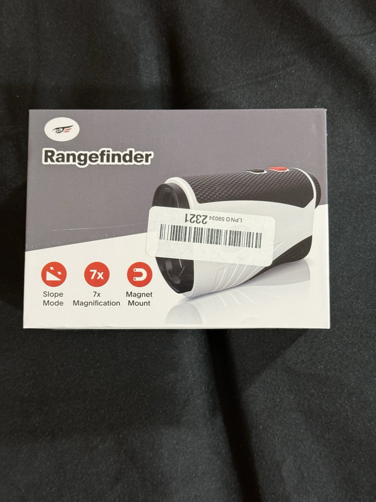 Golf Rangefinder 7x Magnification Slope Mode Magnet Mount White/Black