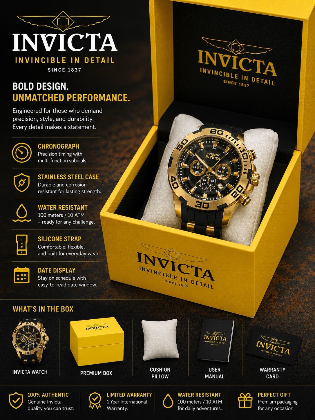 Invicta 22322 Pro Diver Scuba Men's 50mm Quartz Chronograph Two Tone New w/ Box