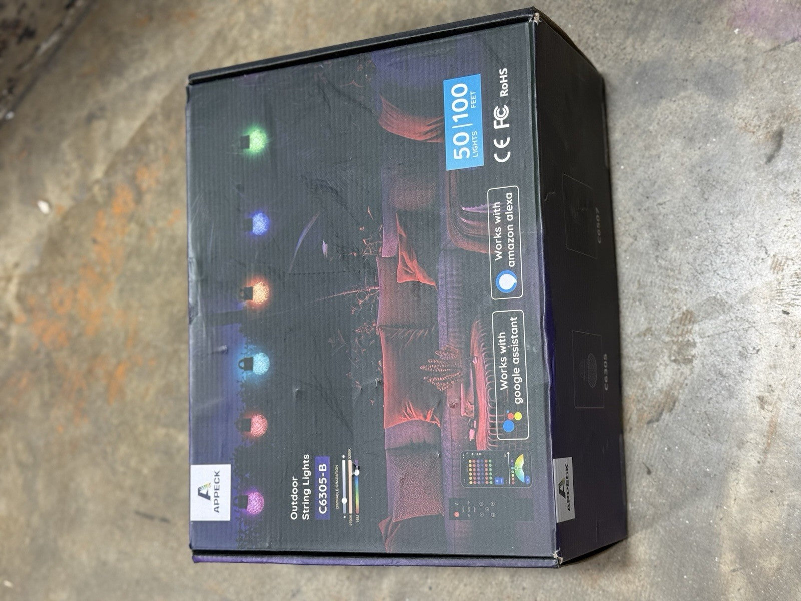 APPECK Smart 100ft Outdoor LED String Lights RGBW Color Changing Patio Alexa App