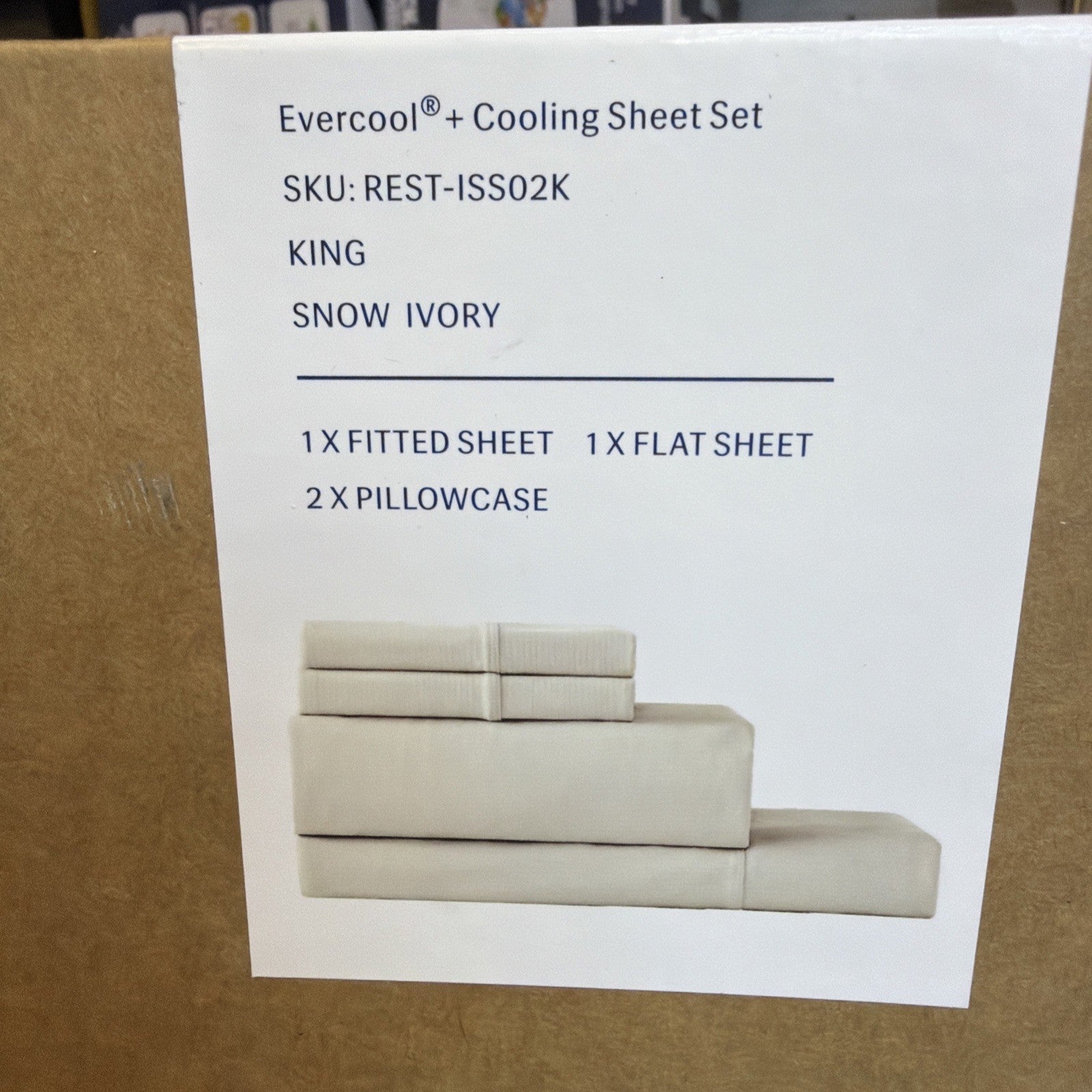 REST Evercool+ Cooling Sheet Set King Size Snow Ivory Breathable Bed Sheets NEW