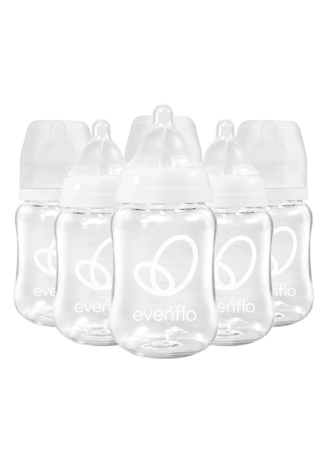 Evenflo Balance+ Glass Wide Neck Baby Bottles, Clear, 6 fl oz, 6 Pack