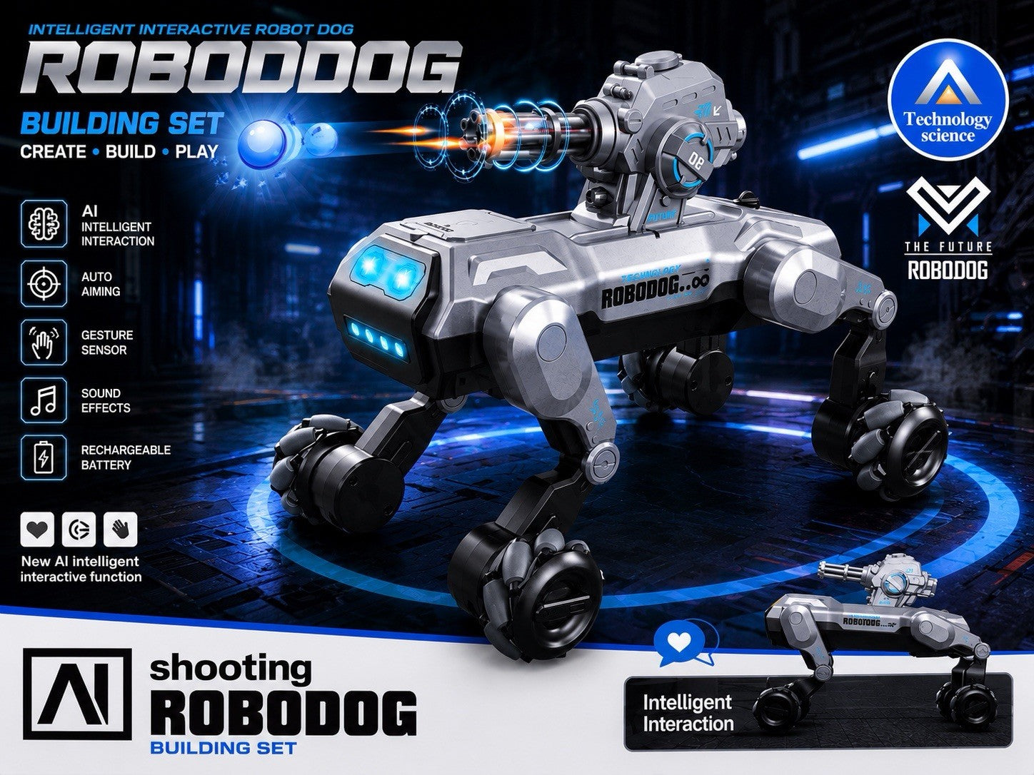 AI intelligent robot dog voice control handshake inverted bionic companion toy