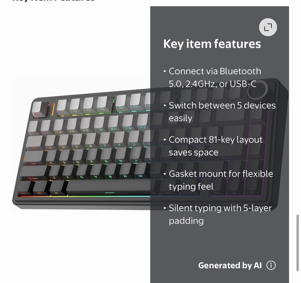 AULA F75 Wireless Gaming Keyboard Mechanical Tri-Mode RGB Backlit NEW SEALED