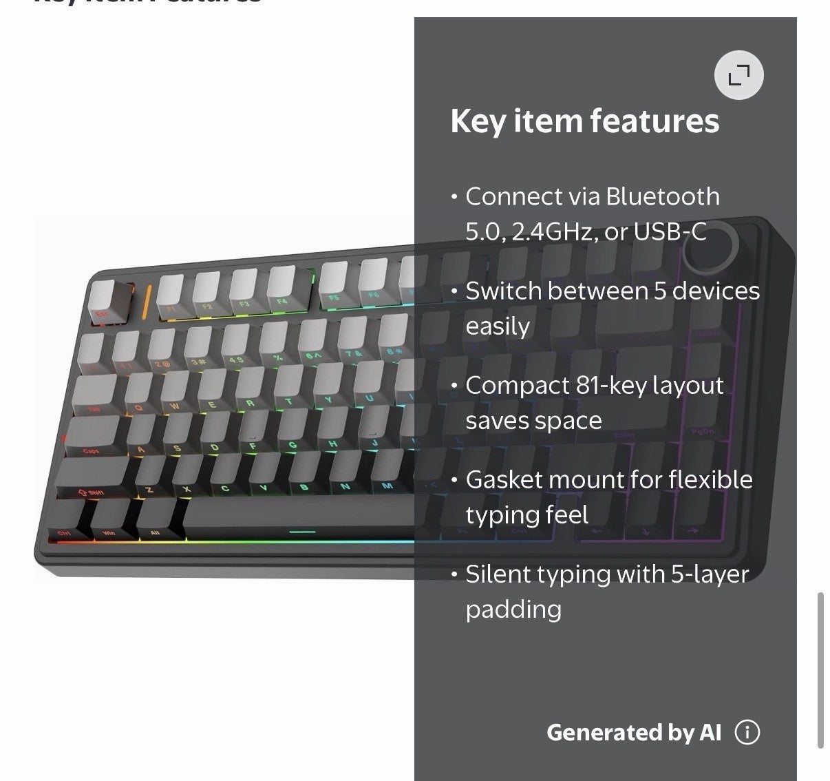 AULA F75 Wireless Gaming Keyboard Mechanical Tri-Mode RGB Backlit NEW SEALED