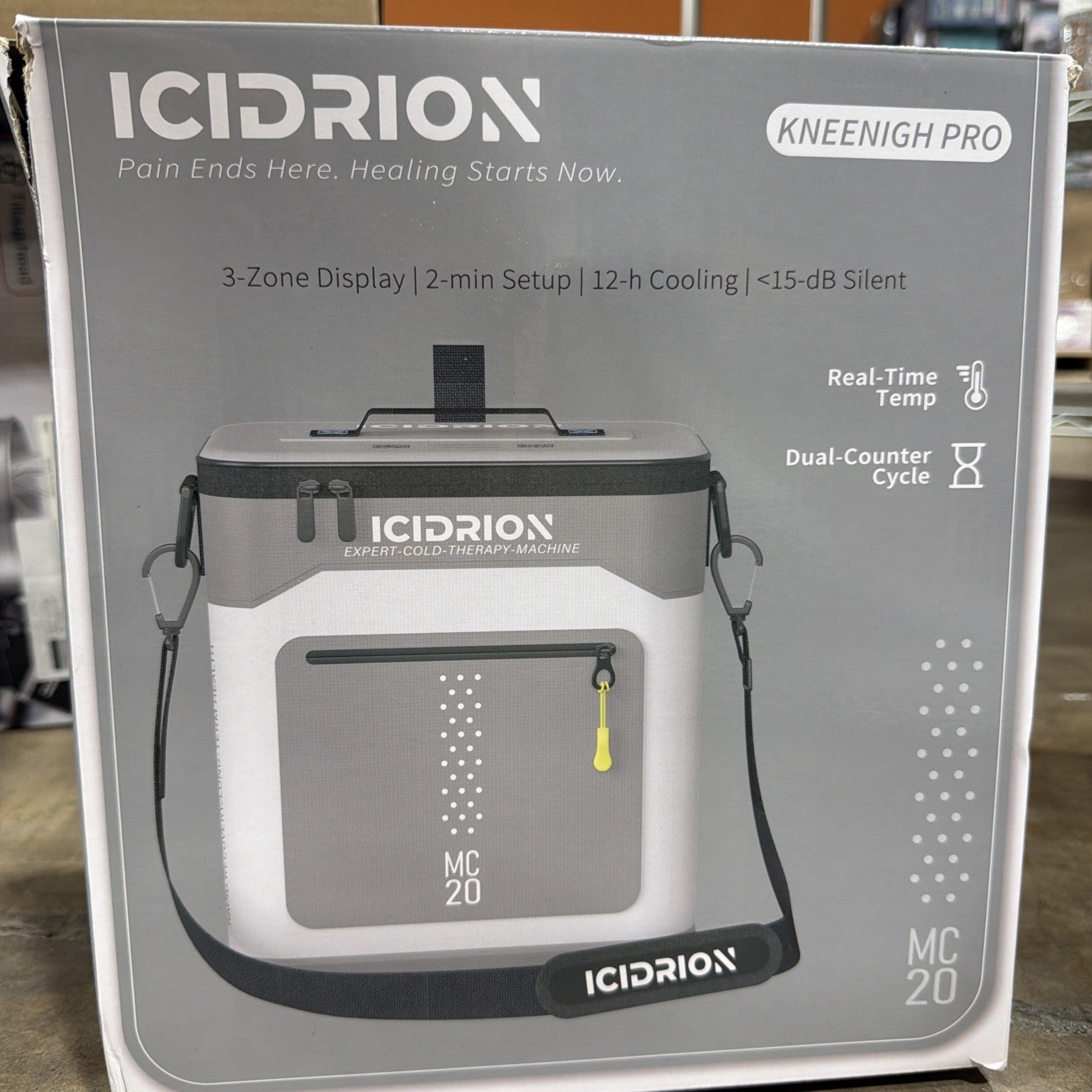 ICIDRION KNEENIGH PRO Cold Therapy System MC20 Timer Real-Time Temp White/Gray