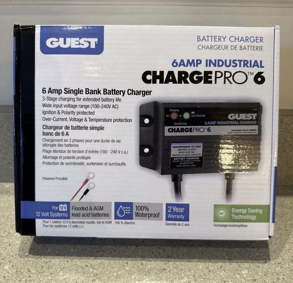 Guest Charge Pro 6A Battery Charger 1 Bank 12V On-Board Marine Boat 120V Global