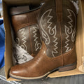 IUV Men’s Dark/Light Brown Embroidered Square Toe Western Boots Size 11.5