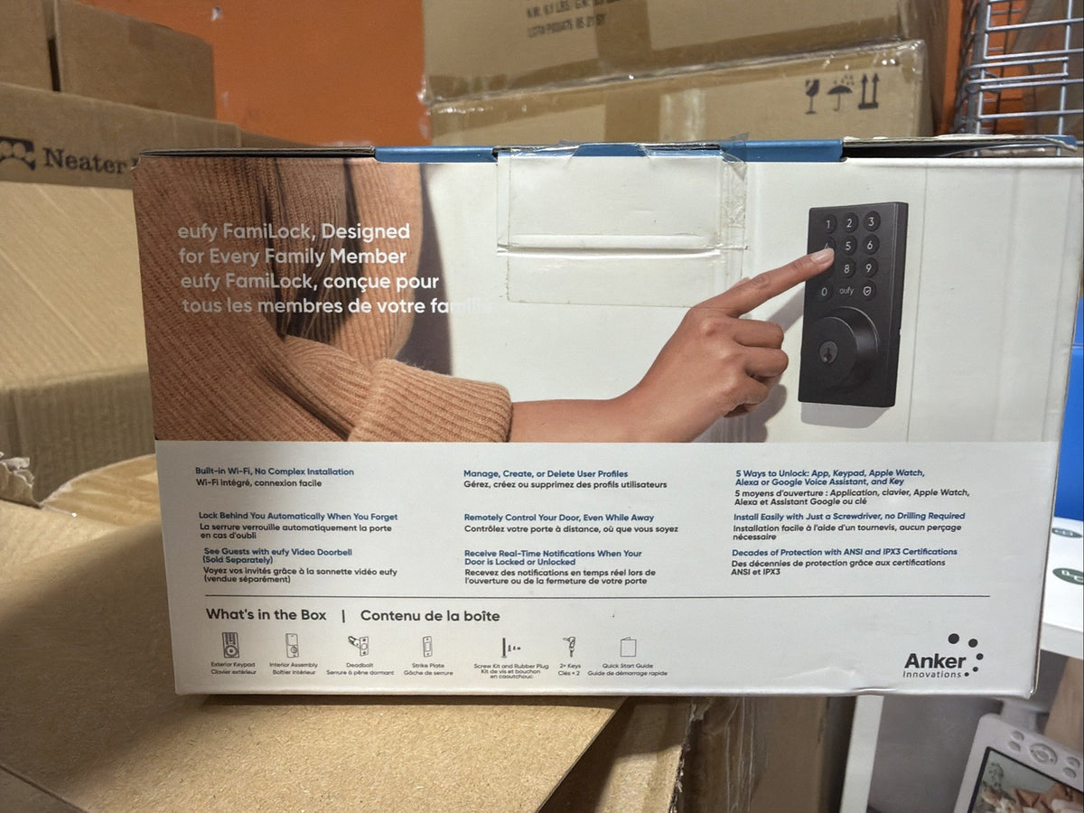 eufy FamiLock C30 Wi‑Fi/Bluetooth Smart Door Lock, Keypad, Black Matte