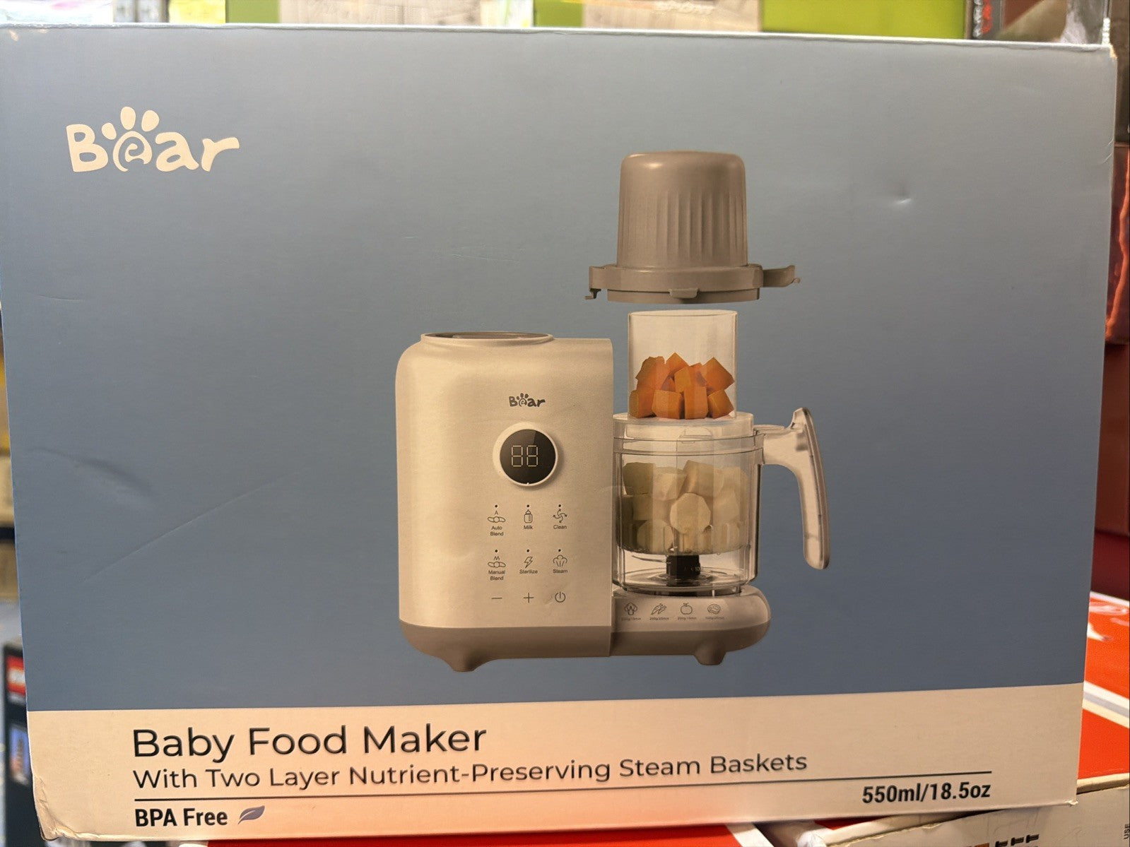 Bear Baby Food Maker with 18.5oz Dual-Layer Steam Baskets, OneStep Baby Food P 2