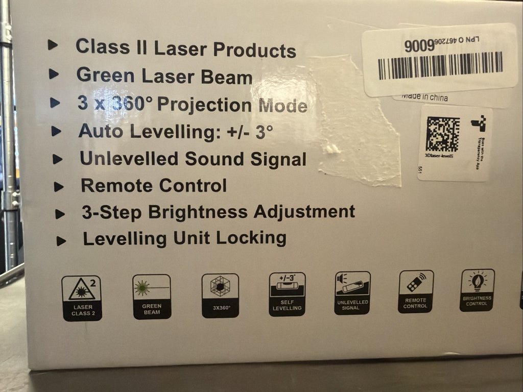 Laser Level 3x360° Cross Line Self-Leveling 5200mAh Battery for Construction