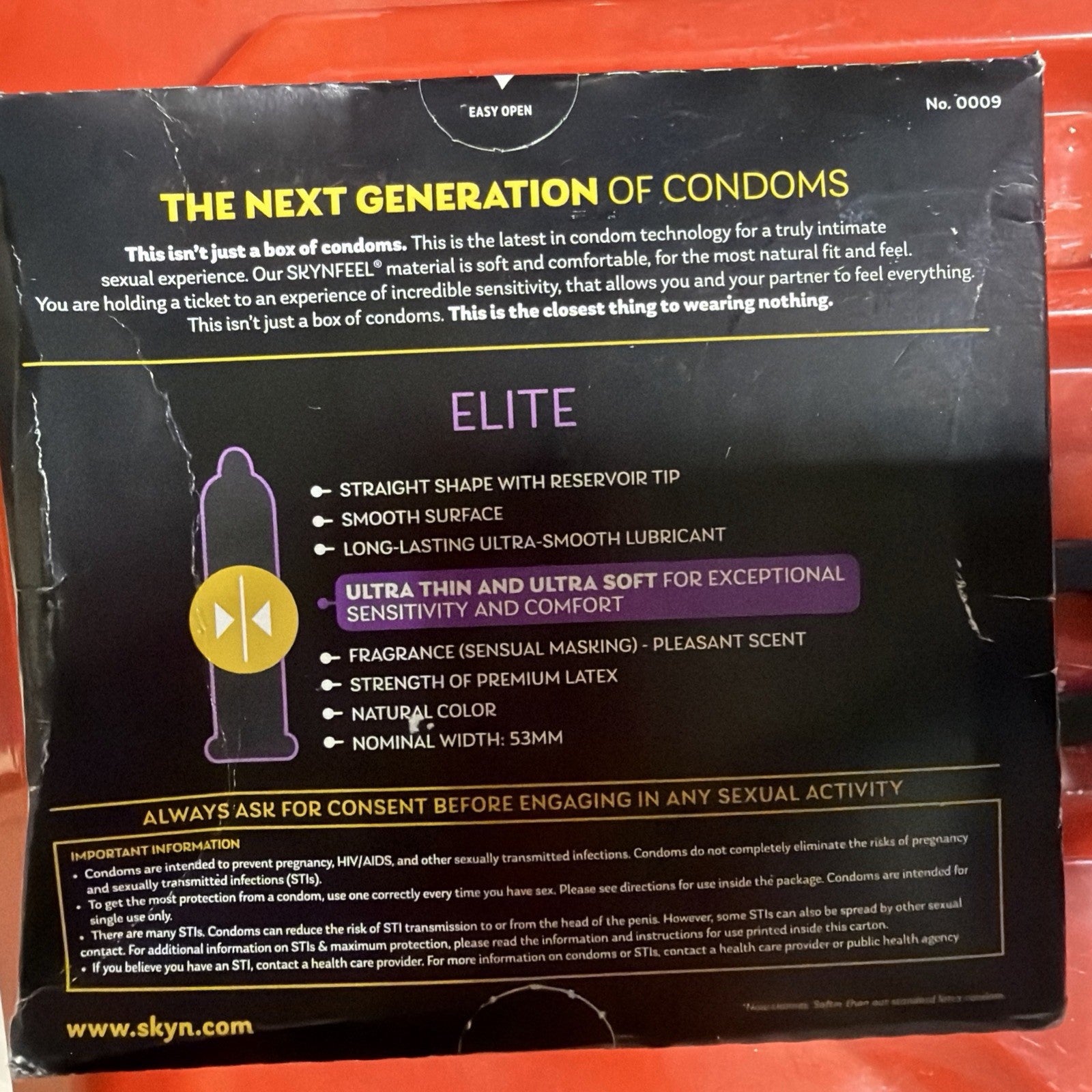 SKYN Elite Ultra Thin Lubricated Non-Latex Condoms, 46 1 Count (Pack of 46) 