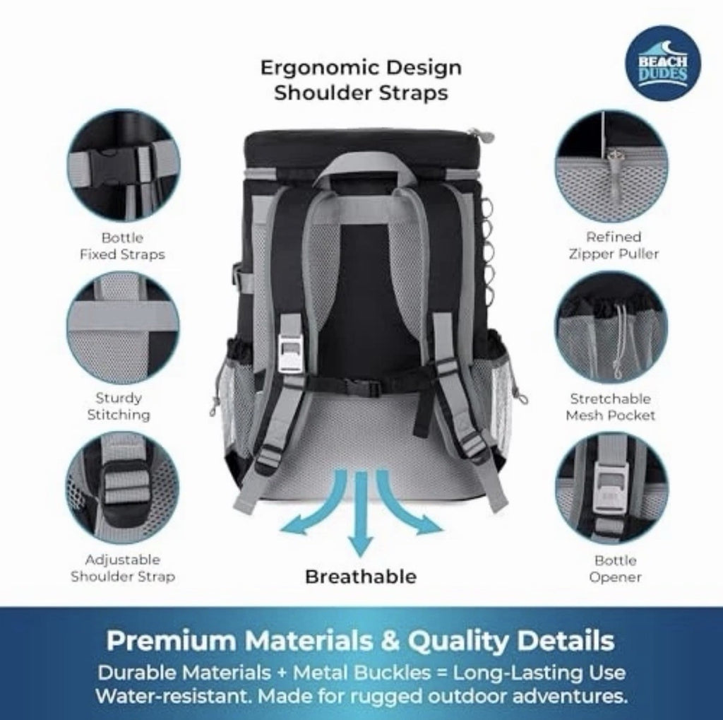 35-Can Cooler Backpack - 24 Hour Leakproof Soft Cooler | Heavy PHANTOM BLACK