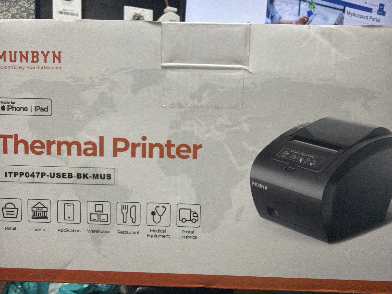 MUNBYN Bluetooth Thermal Receipt Printer P047, 80mm POS Printer, Thermal Print