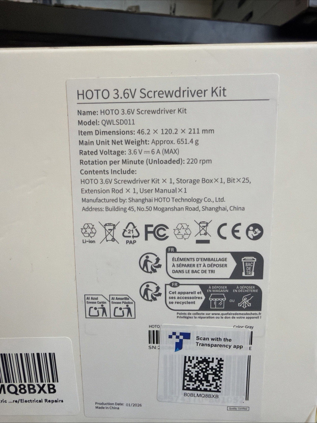 HOTO (QWLSD011) 3.6V Precision Screwdriver Kit New in Box