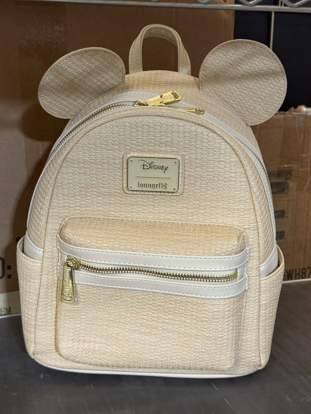Loungefly Disney Mickey Mouse Ear Mini Backpack Purse, Beige