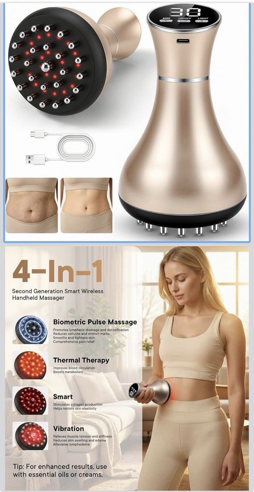 4-in-1 Electric Massager for Cellulite Reduction and Blood Circulation Support