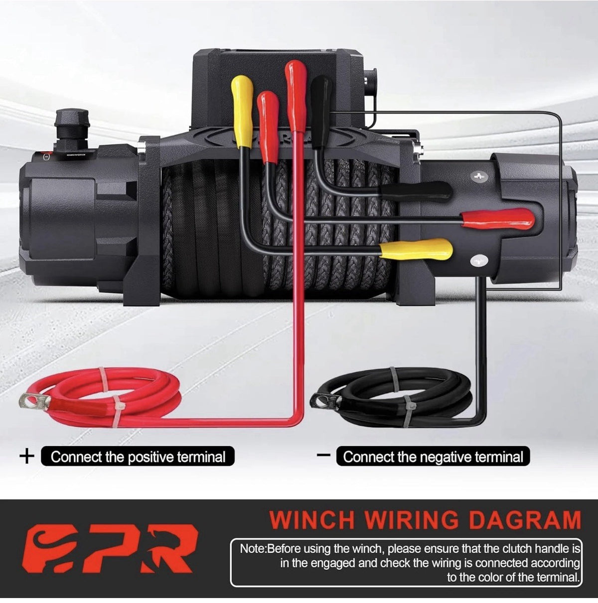 13500 Lb Recovery Winch with Synthetic Rope and 2 Wireless Remotes - IP68 Waterp