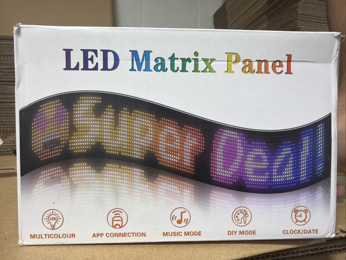 LED Matrix Panel Car Sign 16*144"(192*1330mm) RGB Multicolor App Remote USB