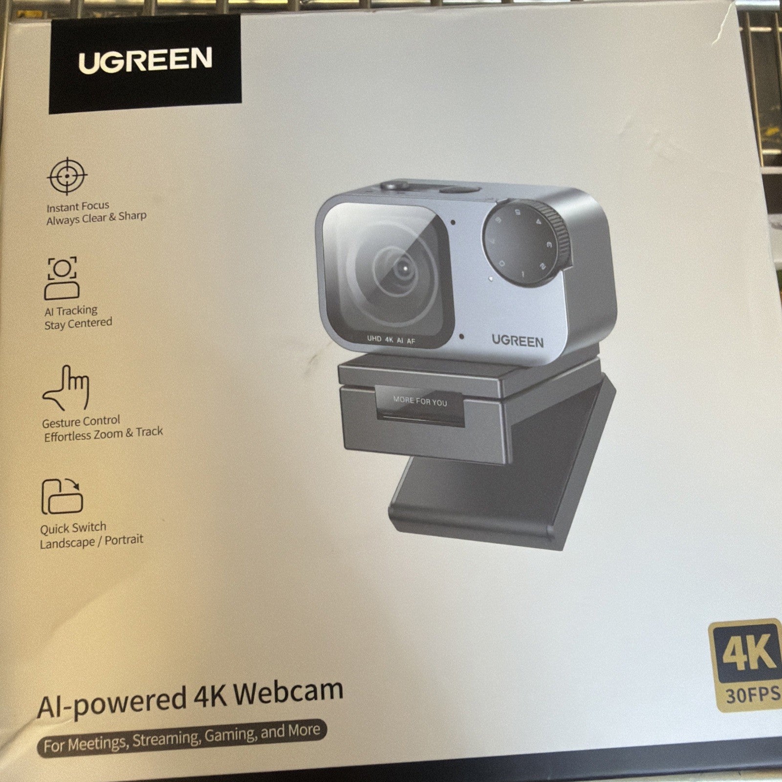 UGREEN FineCam 4k  30 FPS Pro WebCam AI Powered(gray, new, Model:CM930)