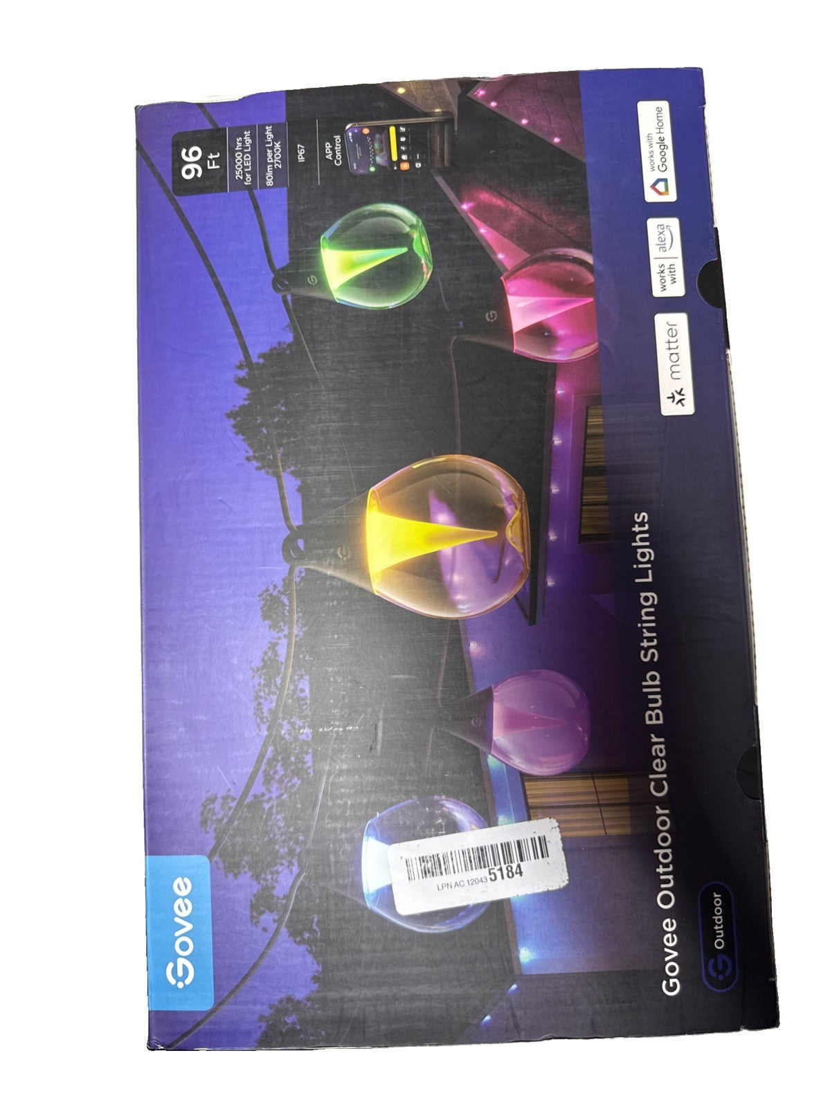 Govee Clear Bulb String Lights H7026 96 Ft Outdoor Use