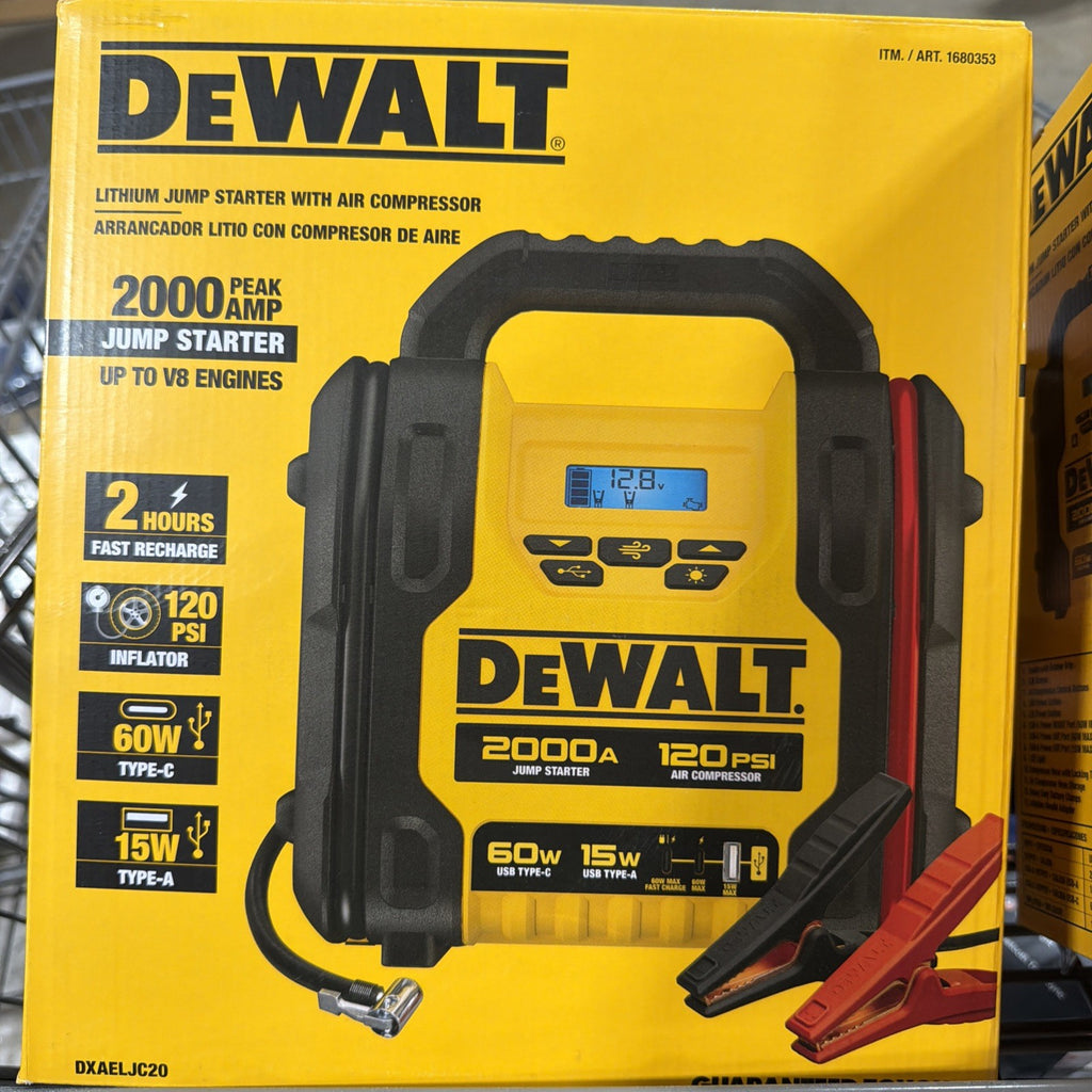 DeWALT DXAELJC20 2000 Peak Amp Lithium Jump Starter Air Compressor New Open Box