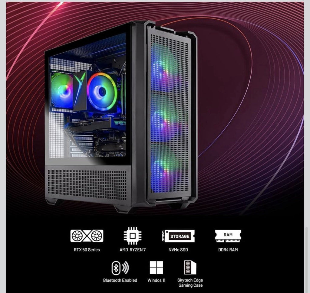 2 Skytech Gaming Edge Desktop PC, Ryzen 7 5700 3.7 GHz (4.6GHz