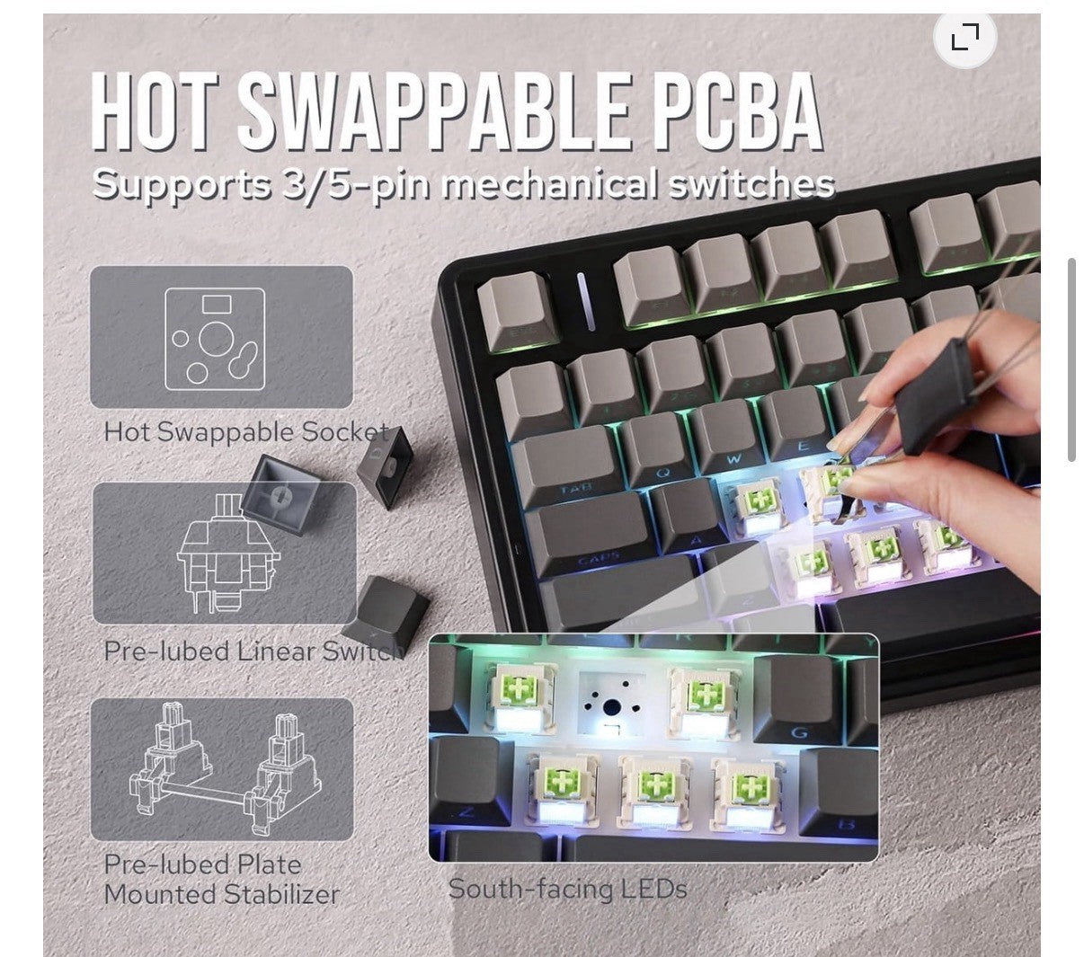AULA F75 Wireless Gaming Keyboard Mechanical Tri-Mode RGB Backlit NEW SEALED