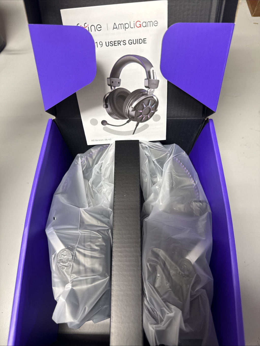 FIFINE H19 Open-Back USB Gaming Headset RGB 7.1 Surround Boom Mic Black. NEW