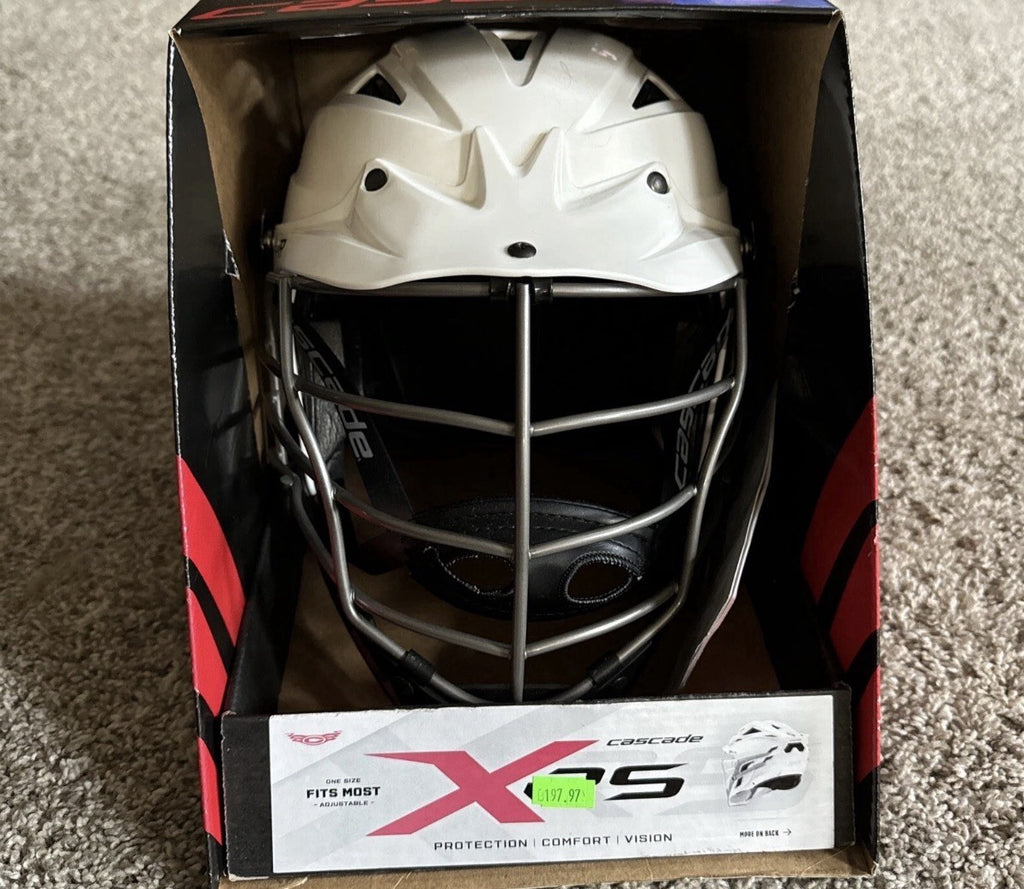 NEW Cascade CPV-R Chrome White Black Lacrosse Helmet Black Face Mask Size S/M
