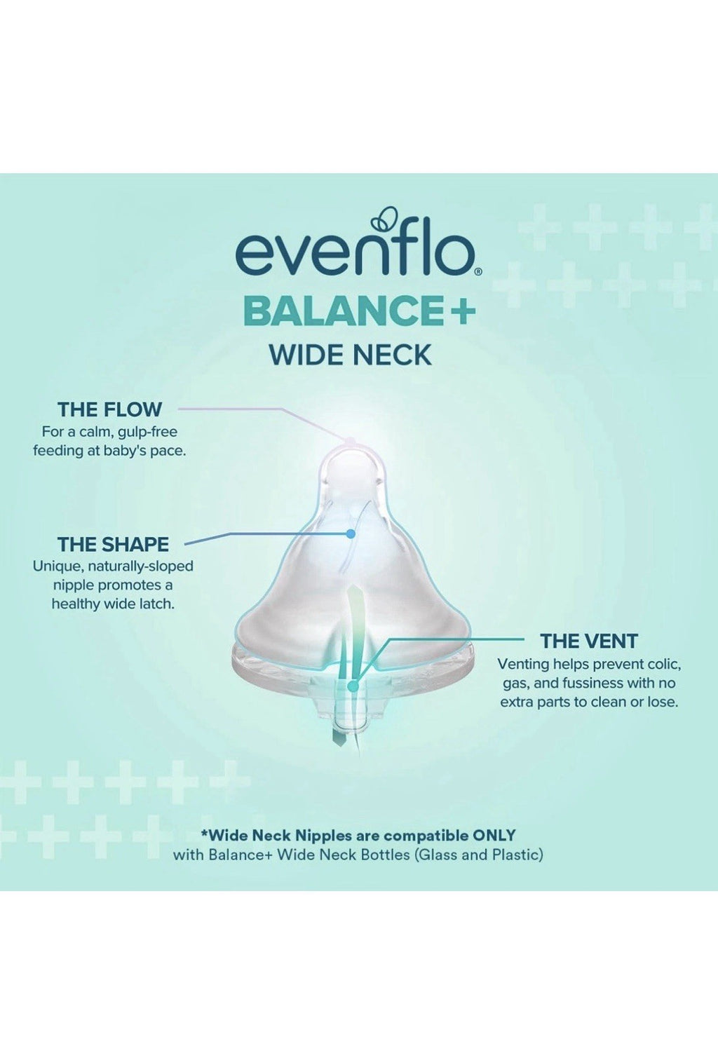 Evenflo Balance+ Glass Wide Neck Baby Bottles, Clear, 6 fl oz, 6 Pack