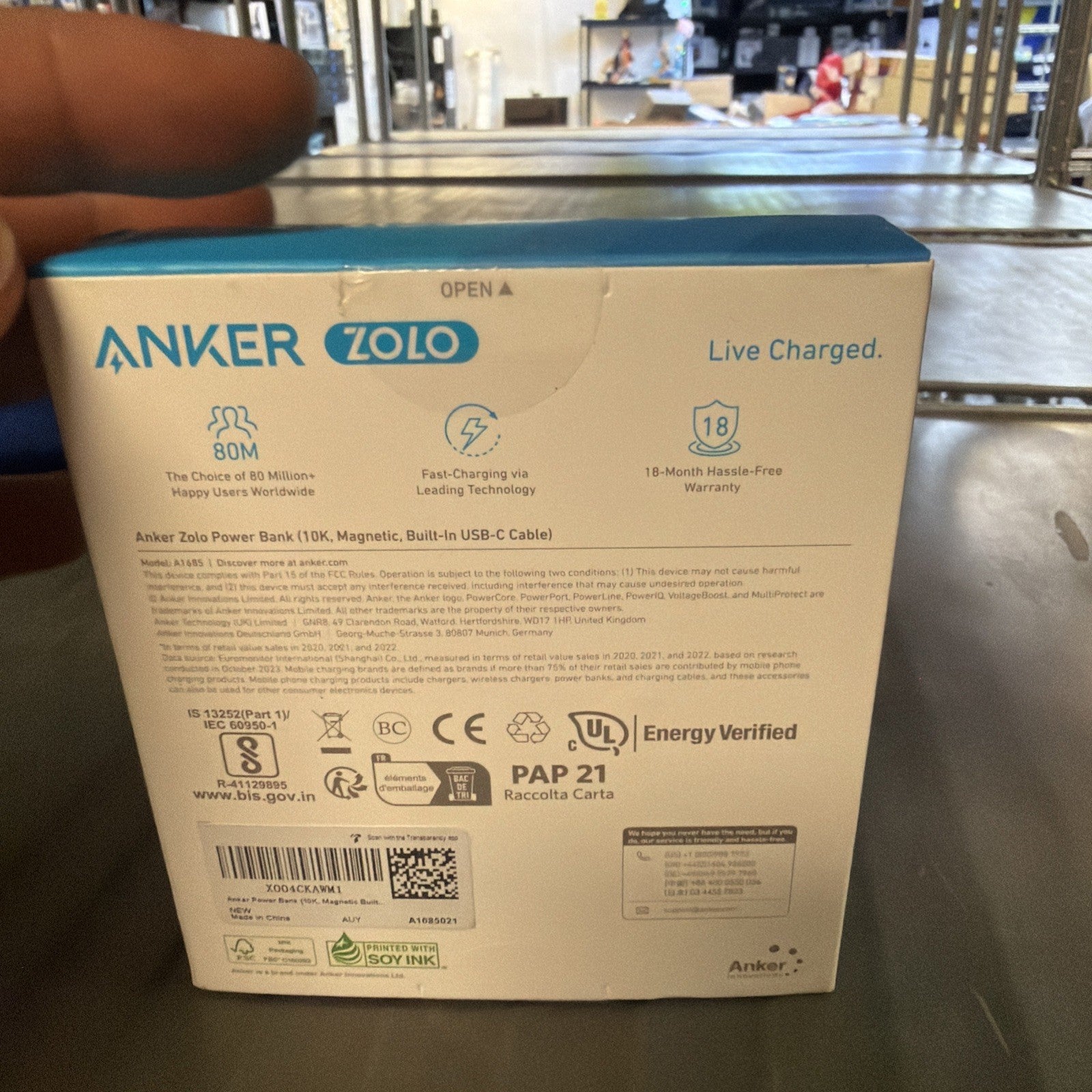 NEW Anker Zolo 10K Magnetic Power Bank Built-In USB-C Cable Portable Charger