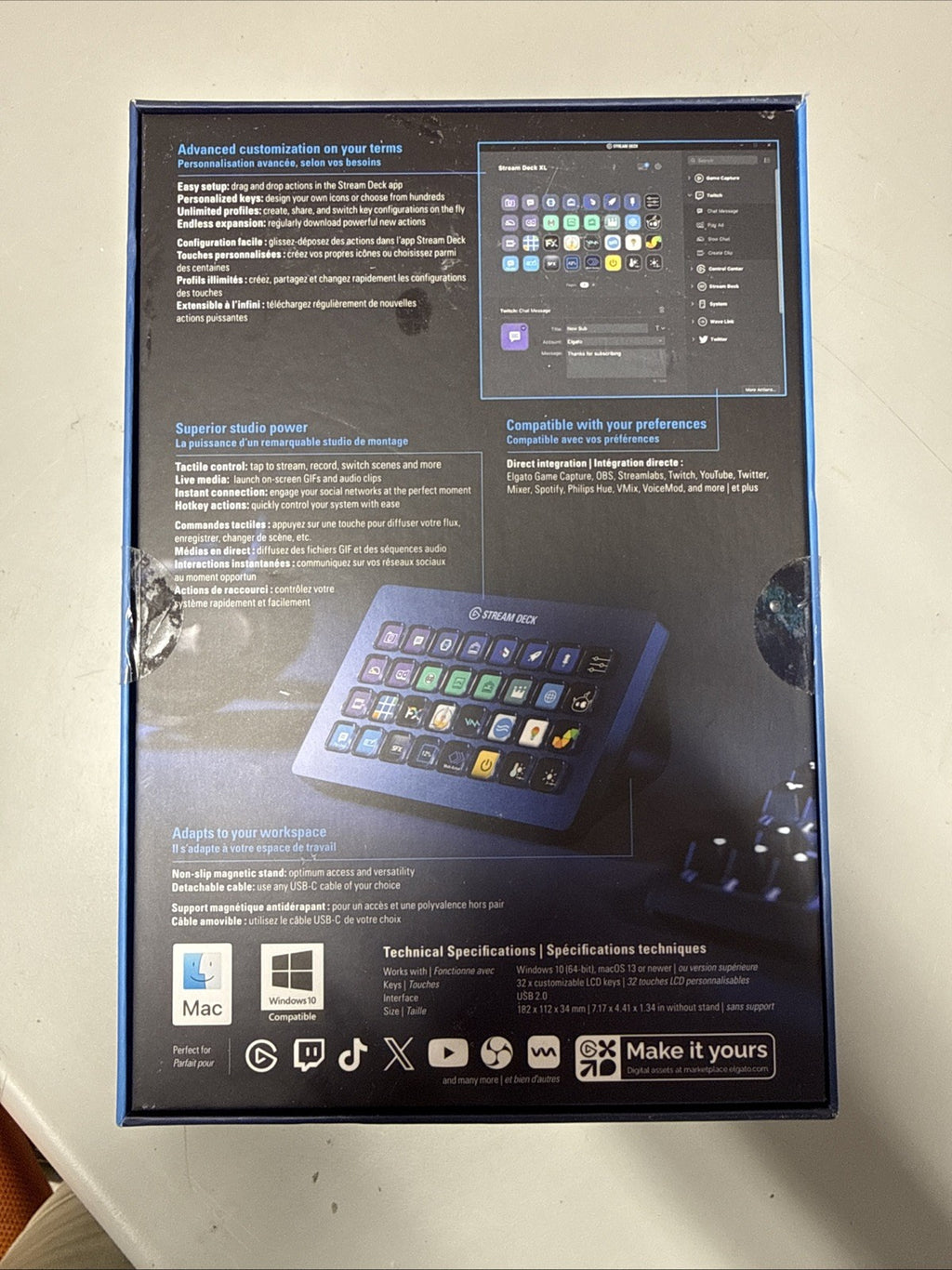 Elgato - Stream Deck XL Wired Keypad with Back Lighting - Brand New