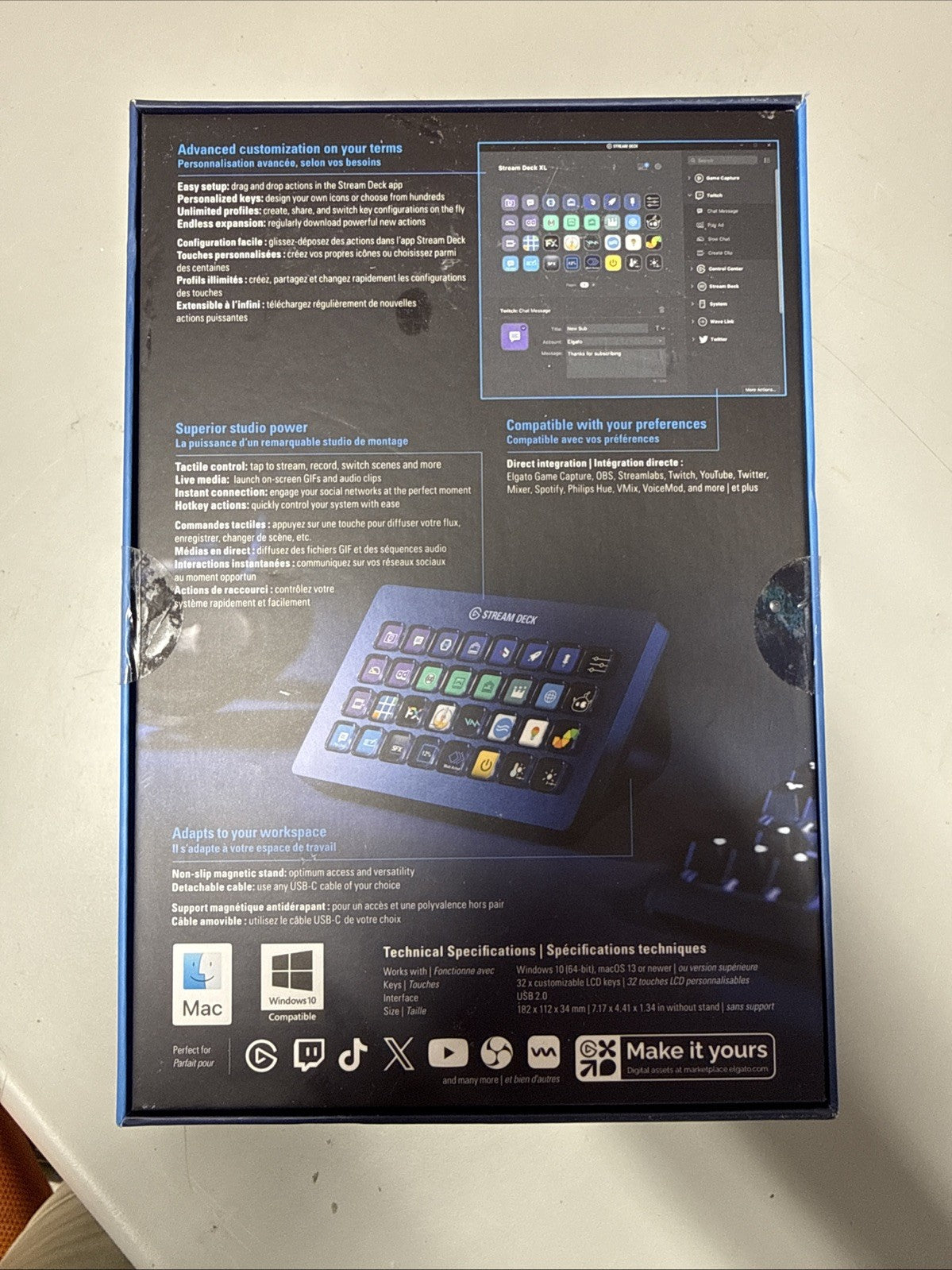 Elgato - Stream Deck XL Wired Keypad with Back Lighting - Brand New