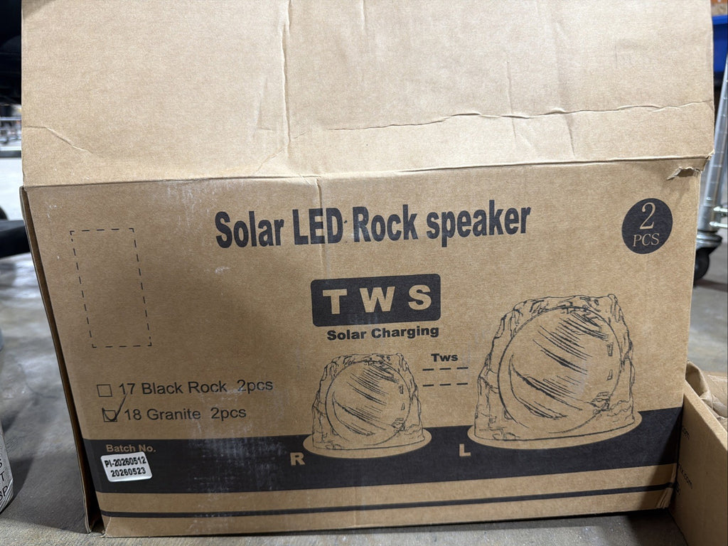 Solar Rock Light Speakers, Outdoor Gray LED Solar Powered Multicolor Lighting