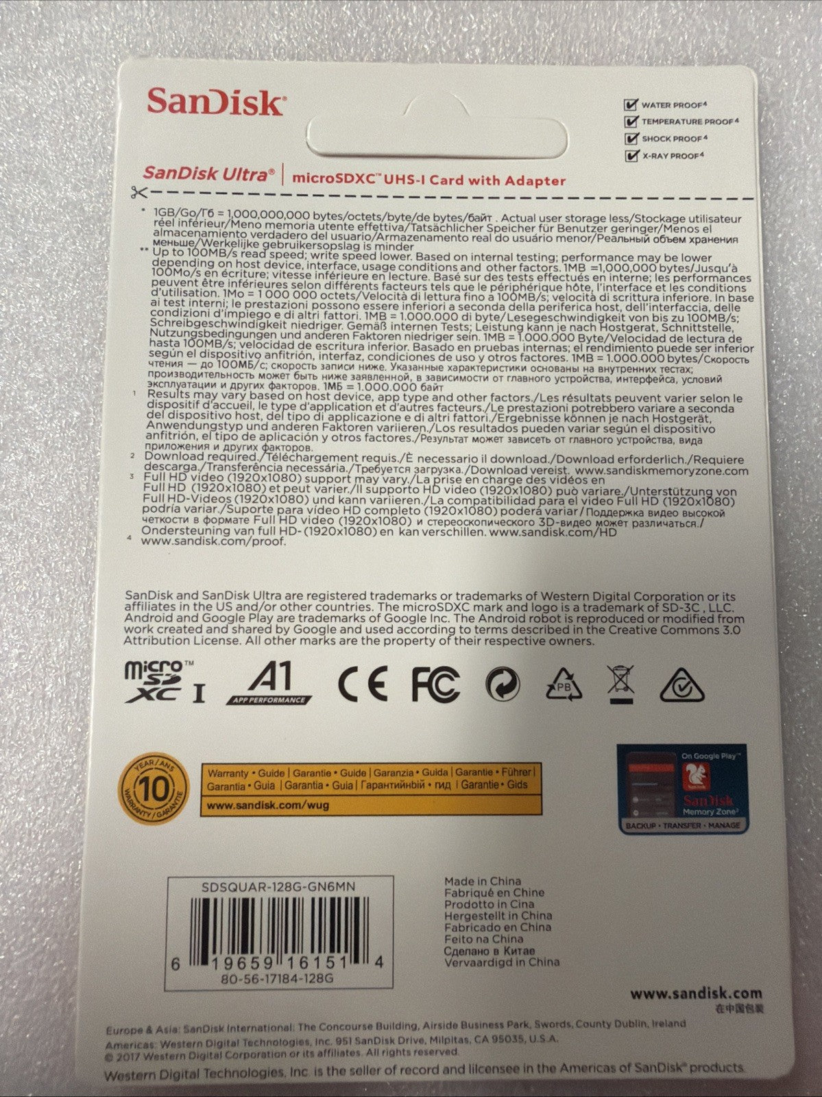 New SanDisk Ultra PLUS microSDXC UHS-I Card  Cord With Adapter ￼128 GB